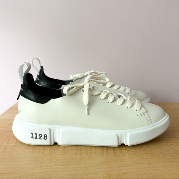 SCHUTZ + FIEVER Sneakers Melrose Black & Off-White Leather /Size Brazil 38 /US 9 - Picture 9 of 13